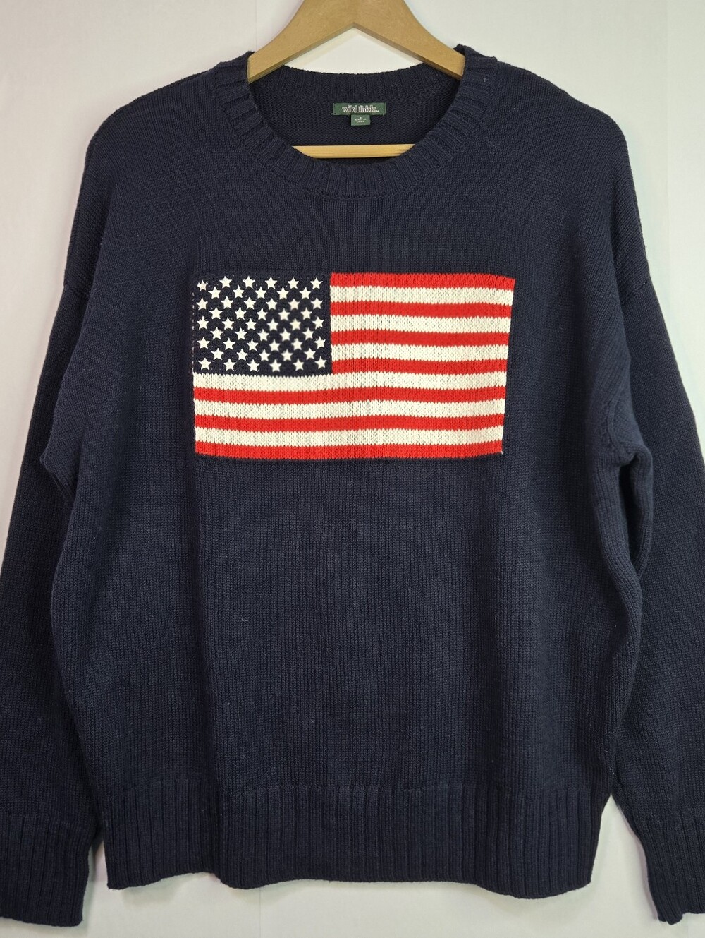 Wild Fable Women Size S Navy Crewneck Sweater with American Flag Front NWOT 🇺🇸